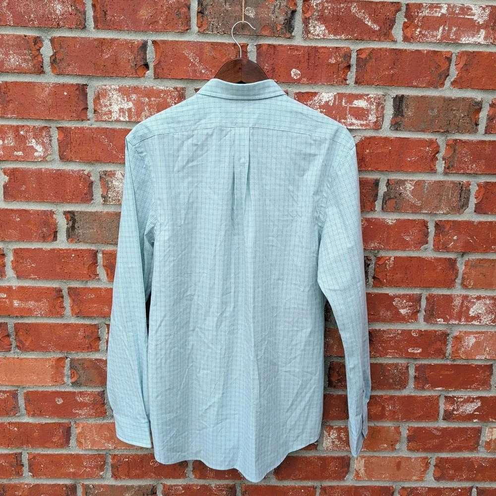 Polo Ralph Lauren Button Down Mens Large Green Slim Fit Tattersall Check Shirt